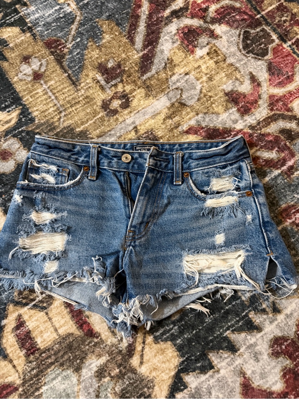Abercrombie & Fitch Light Blue Distressed Denim Cutoff Shorts